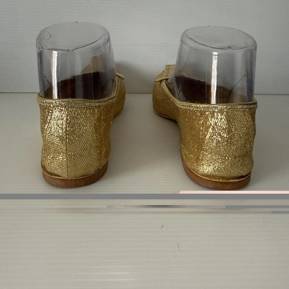 Vintage Rare Bertlyn New York Folding Gold‎ Flats Shoes Size 6 Sparkly 1960s
